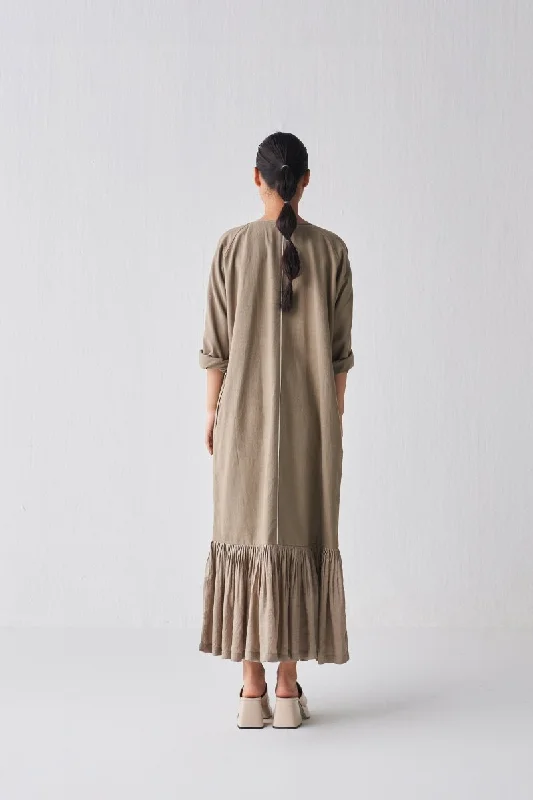 Gather Hem Dress - Sage