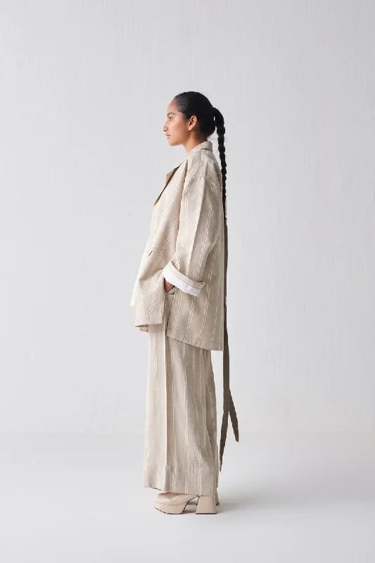 Wide Sleeve Jacket Co ord - Beige