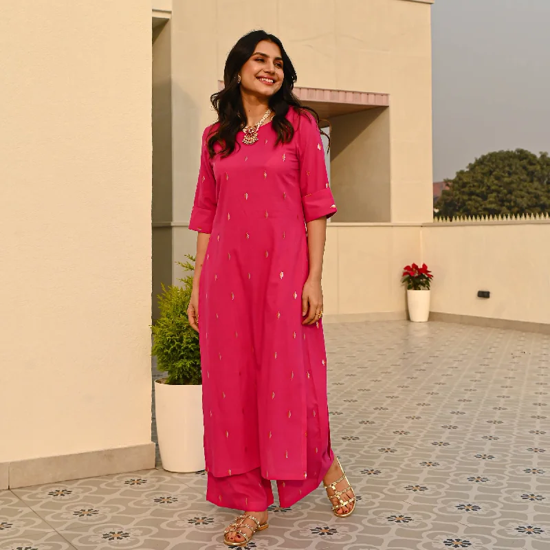 Bunaai Pink Cotton Lurex Coord Set