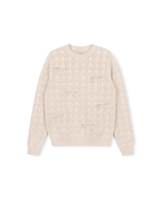 Pointelle Knit Bow Sweater