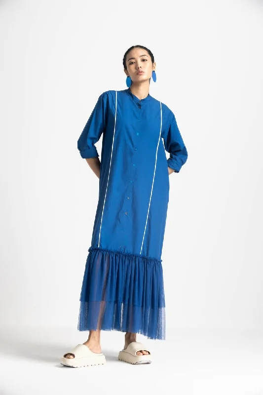 Bottom Frill Dress - Electric Blue