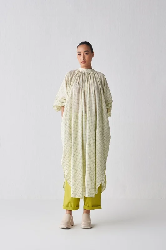 U Hem Tunic Co ord - Lime Check