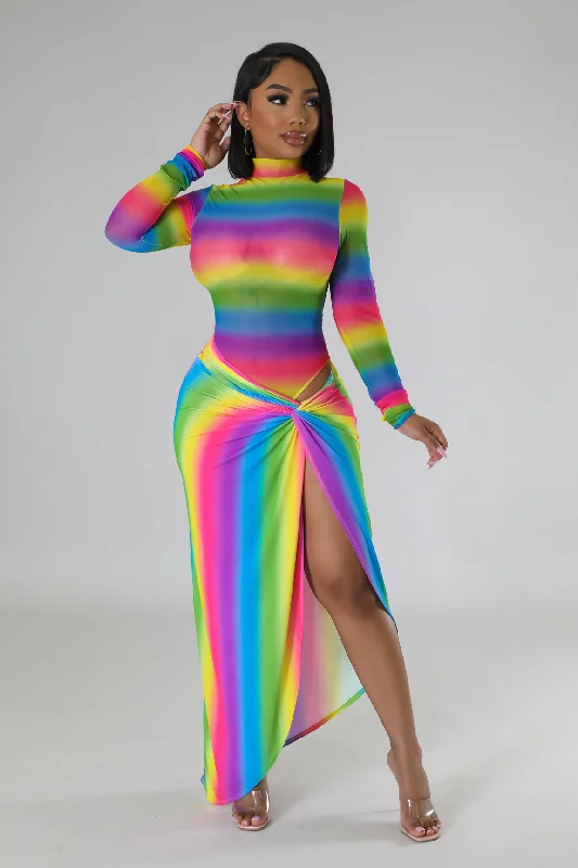 Colorful Vision Bodysuit Skirt Set