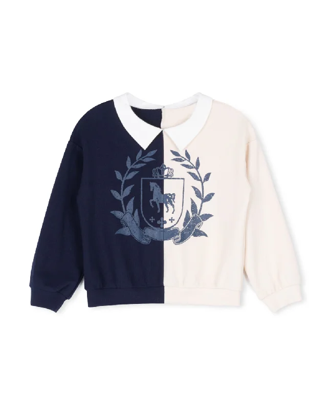 Emily - Center Emblem Collared Sweatshirt