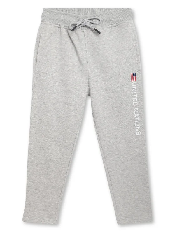 Boys Casual Grey Melange Track Pants