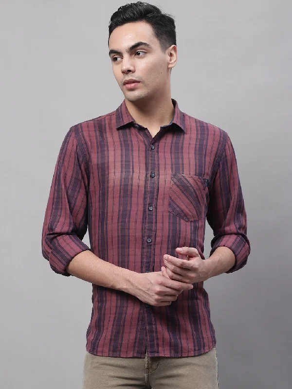 Men's Maroon Casual Medium Checks Full Sleeve Shirt