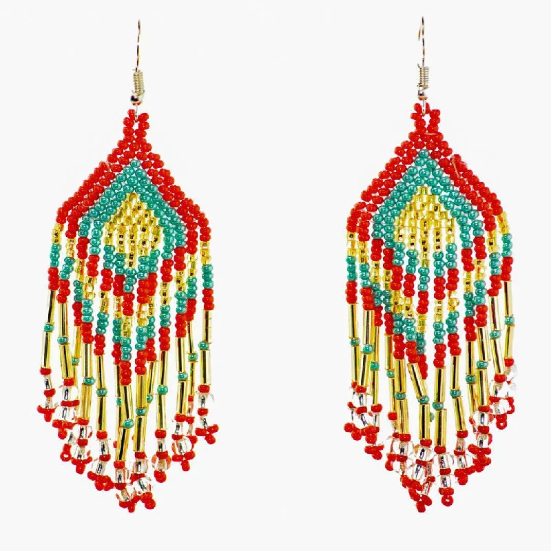 Sterling Silver Beaded Fringe Earrings