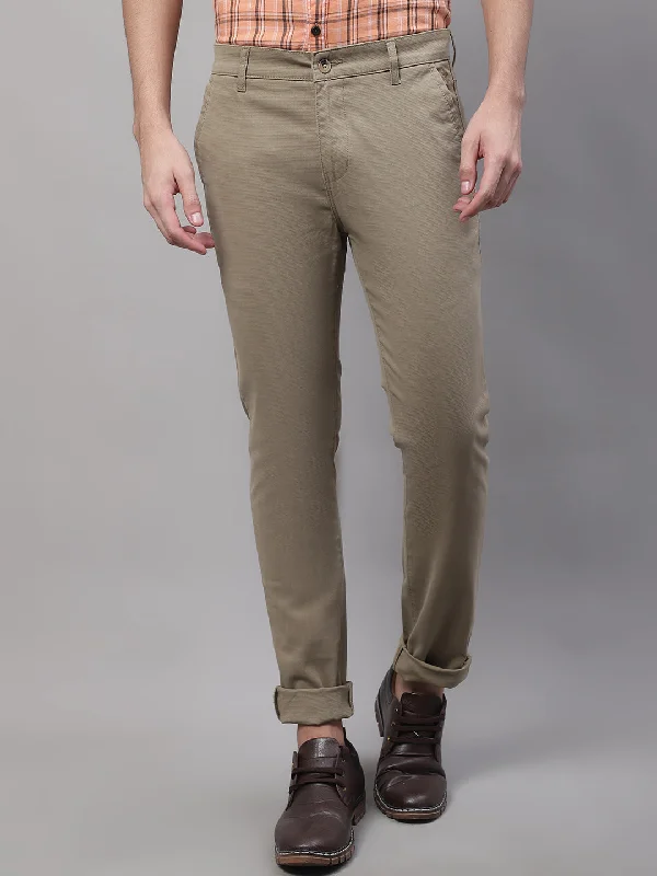 Men's Casual Flat front Khaki  Trousers