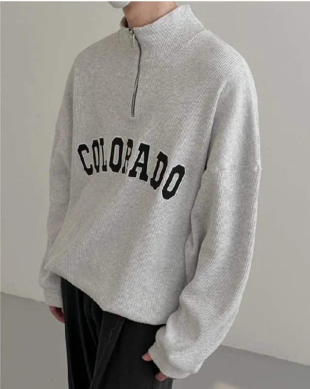 Letter Stand-Up Collar Sweater