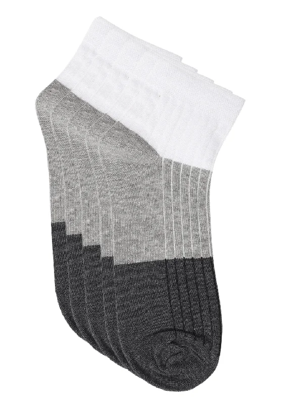 Men's White Fashion Ankle length  Terry Socks -Pack of 5