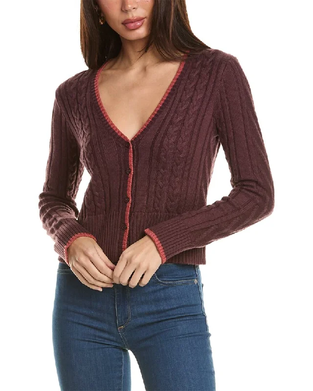 Monrow Double Layer Wool-Blend Sweater Cardigan