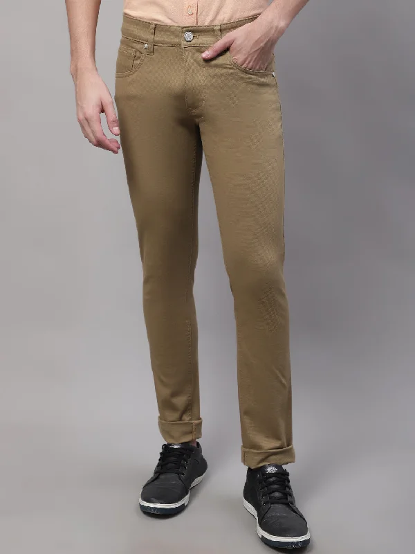 Men's Casual Flat front Khaki  Trousers