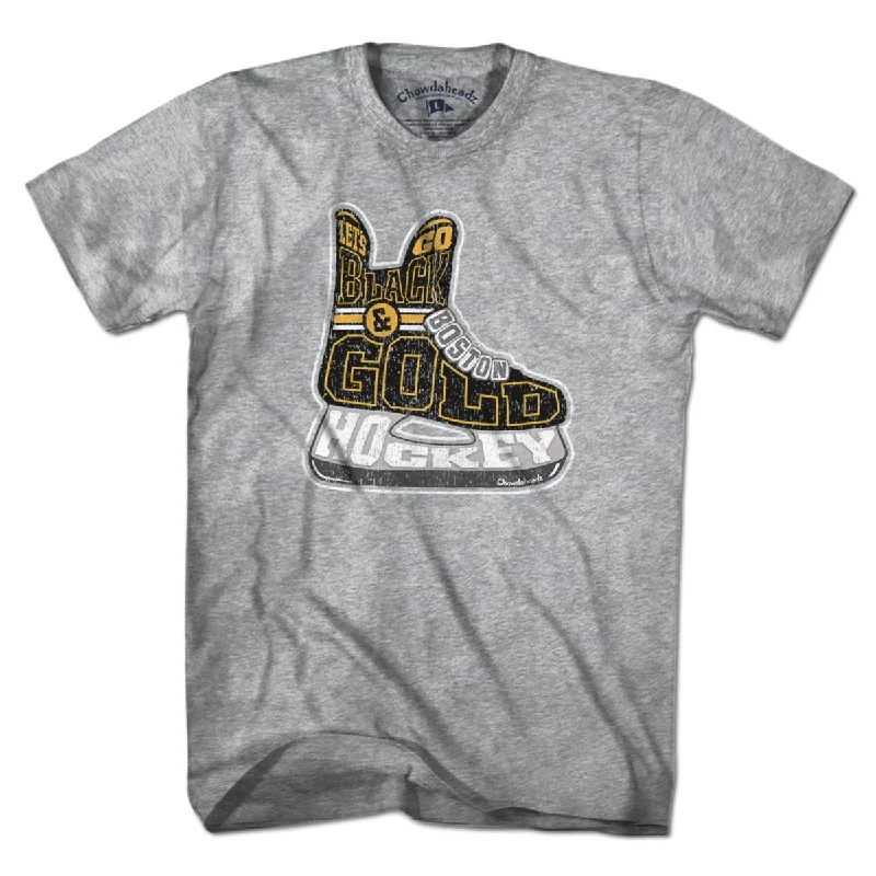 Black & Gold Boston Hockey Skate T-Shirt