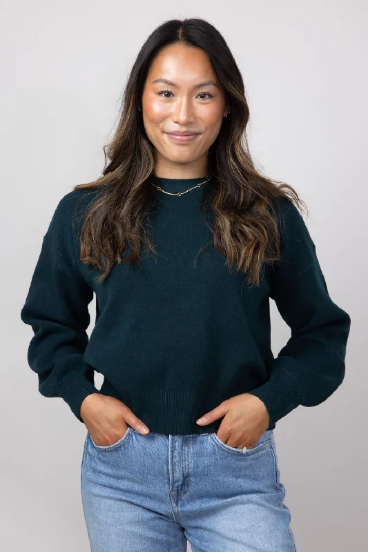 Crewneck Sweater for Women in Dark Green | LF3S26354-GRN