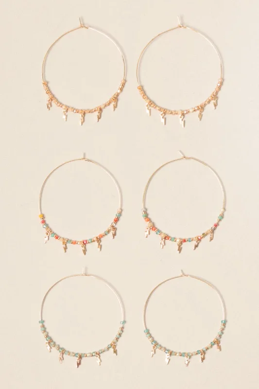 Bolt & Star Drop Hoop Earrings