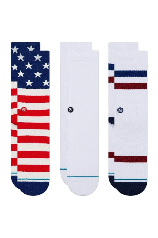 Stance The Americana 3 Pack Socks for Men in White | A556A21TA3-MUL