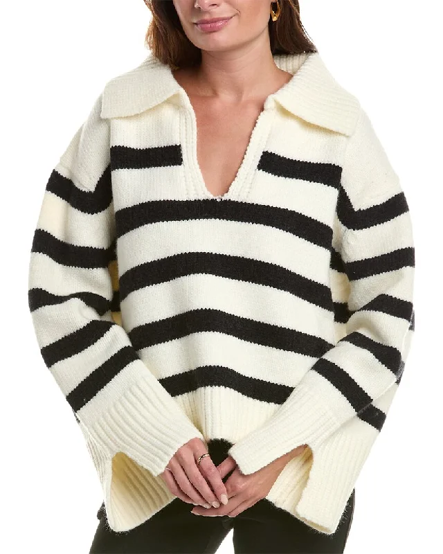 Avantlook womens  Striped Sweater, L, Black