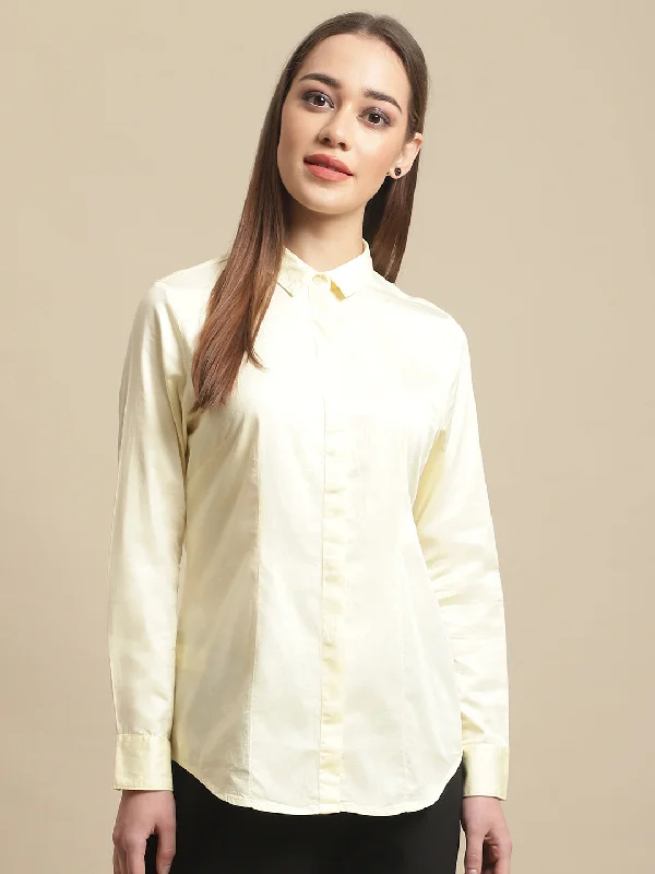 Women's Formal Slim Fit Lemon Regular Full Sleeve  Shirt