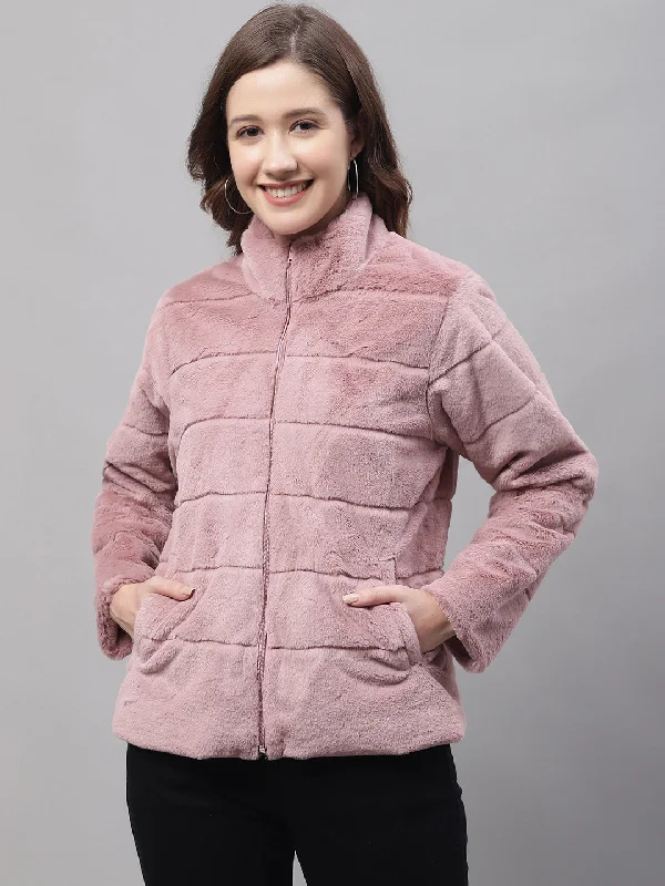 Women's Casual  Pink Soft Faux Fur  Jacket