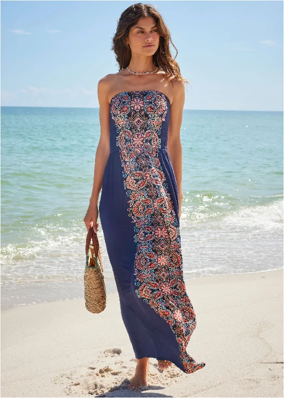 Convertible Maxi Dress - Lavender Paisley Swirl