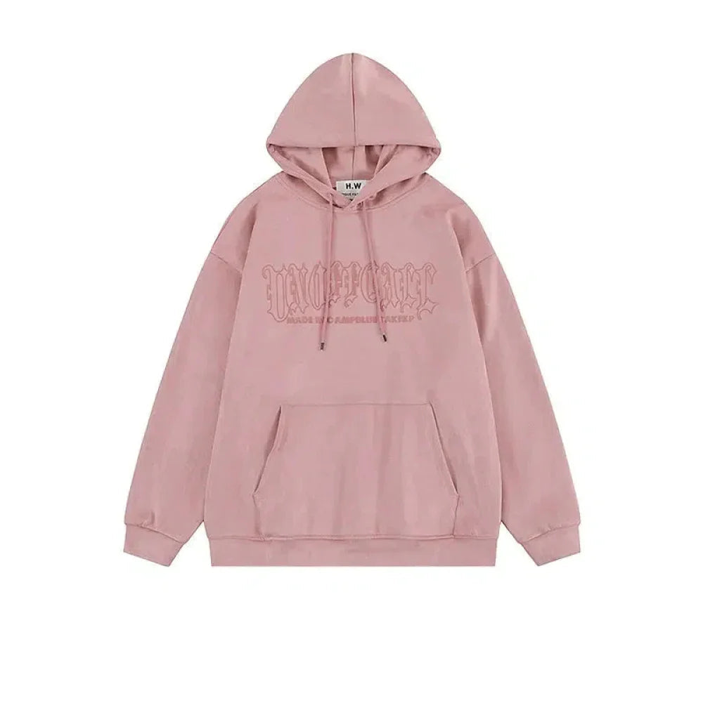 Suede Printed Hooded Sweatshirt