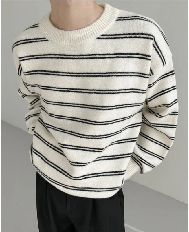 Round Neck Basic Striped Sweater