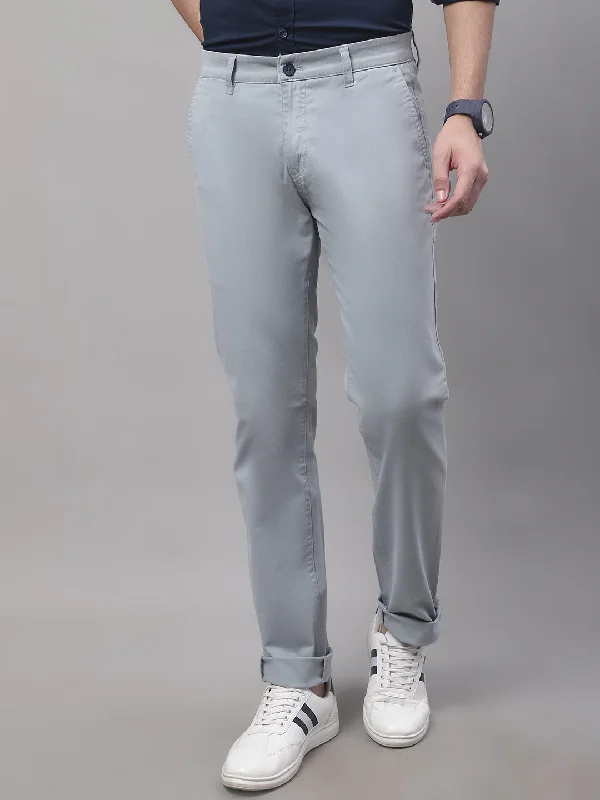 Men's Casual Flat front Sky Blue  Trousers