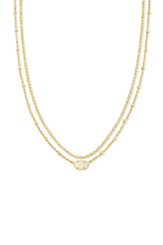 Kendra Scott Emilie Gold Multi Strand Necklace in Iridescent Drusy | 4217718146