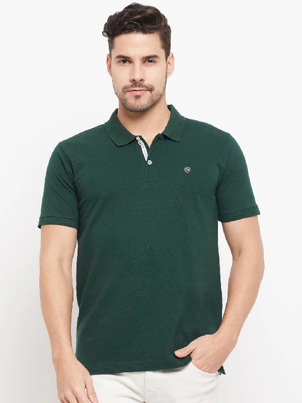 Men Bottle Green T-Shirt