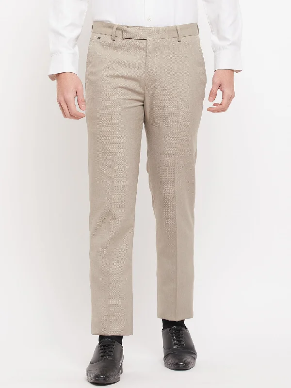 Men's Formal Flat front Fawn  Trousers