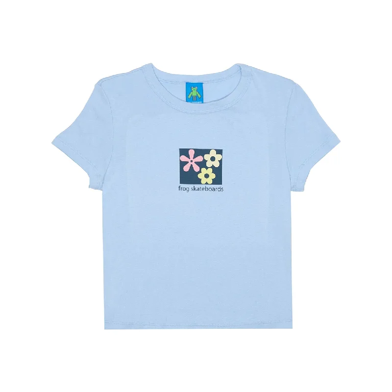 Frog Flower Baby Cropped T-Shirt - Baby Blue