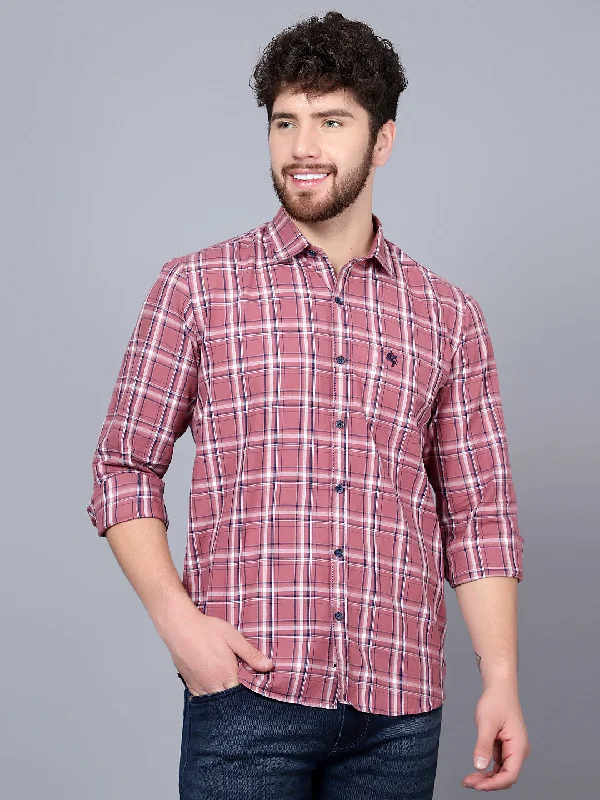 Men's Mauve Casual Medium Checks Full Sleeve Shirt