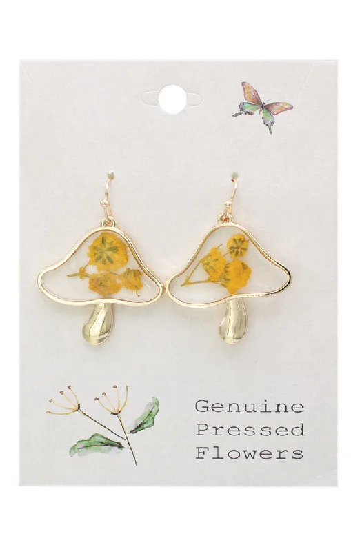 Vintage Toadstool Dried Flower Earrings