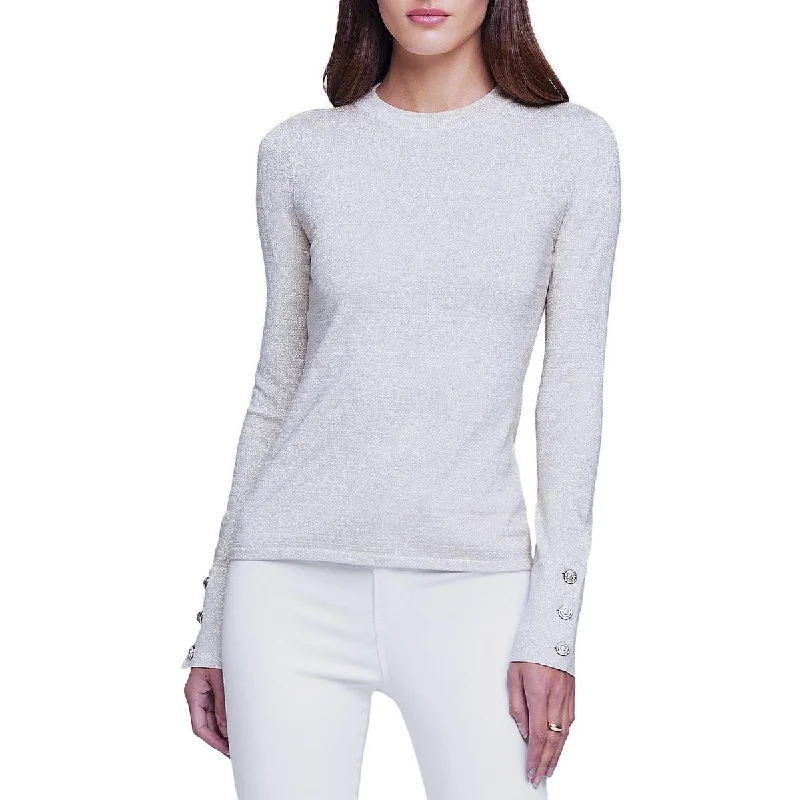 Ayan Womens Knit Metallic Pullover Sweater