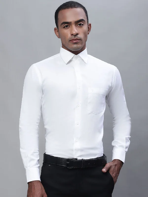 Men's White Formal Plain Full Sleeve Shirt