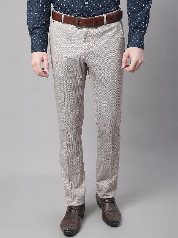 Men's Formal Flat front Fawn  Trousers