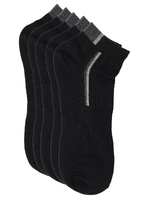 Men's Black Fashion Ankle length  Socks -Pack of 5