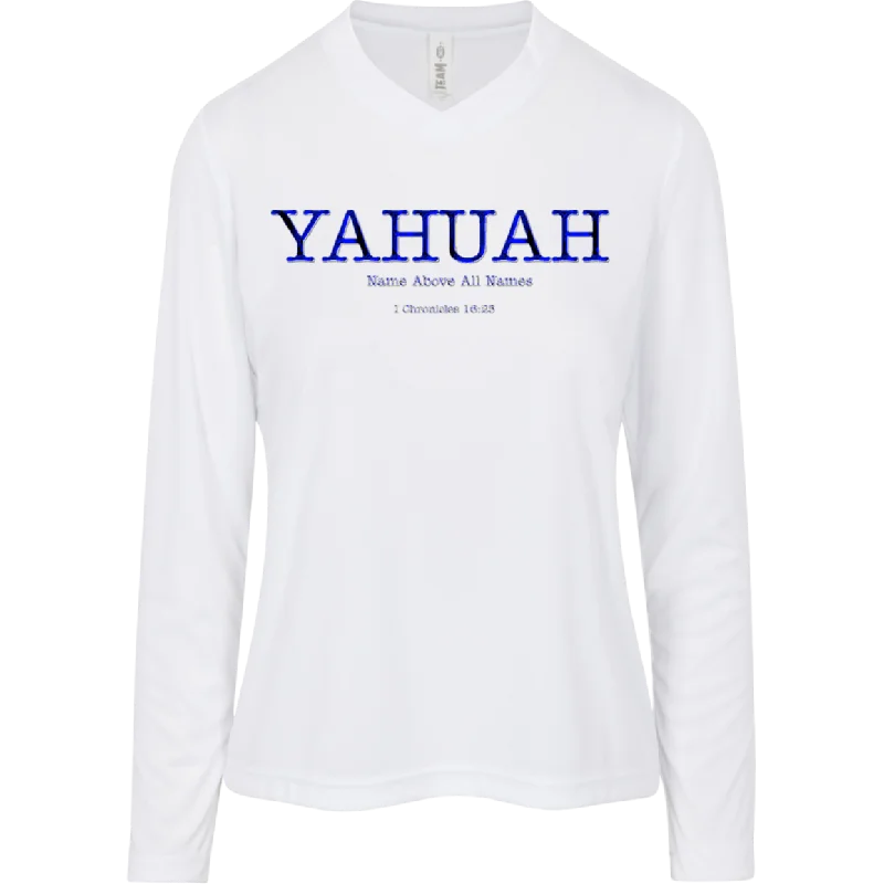 Yahuah-Name Above All Names 02-01 Designer Team 365 Ladies Zone V-neck Long Sleeve T-shirt (2 colors)