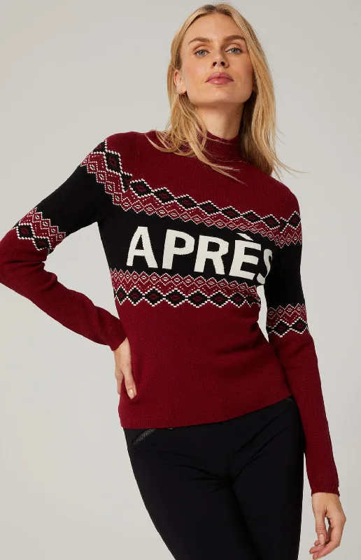 Aurora Mock Neck Ski Sweater | Deep Red