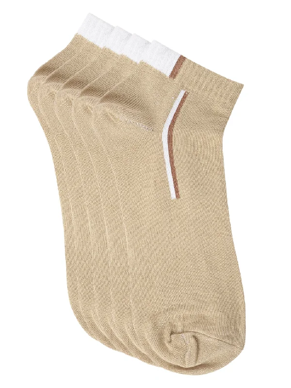 Men's Beige Fashion Ankle length  Socks -Pack of 5