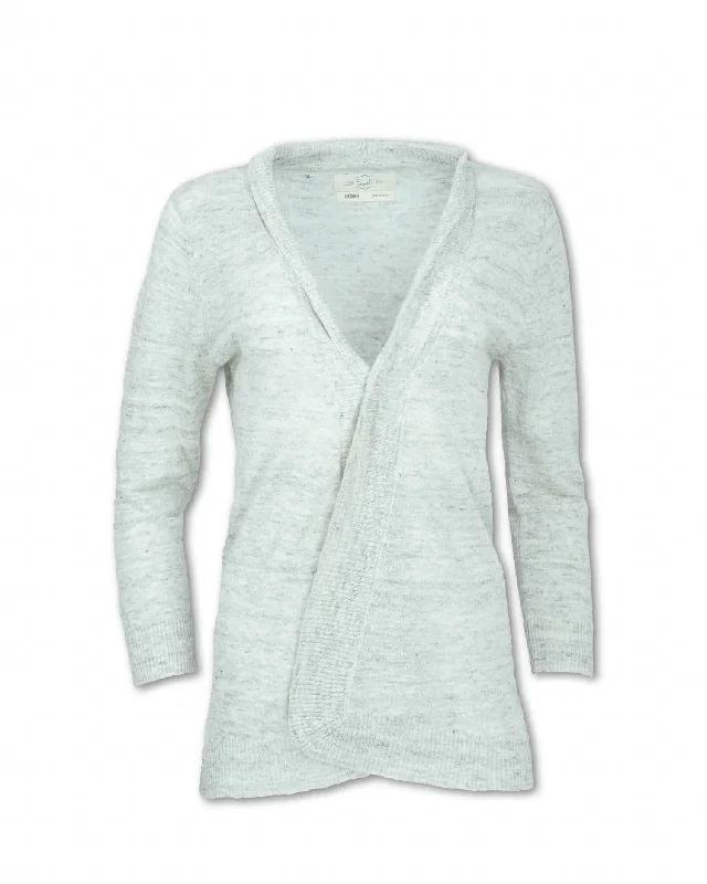 Women's Heathered Flax Blend Knit Cardigan - Sale In Natural