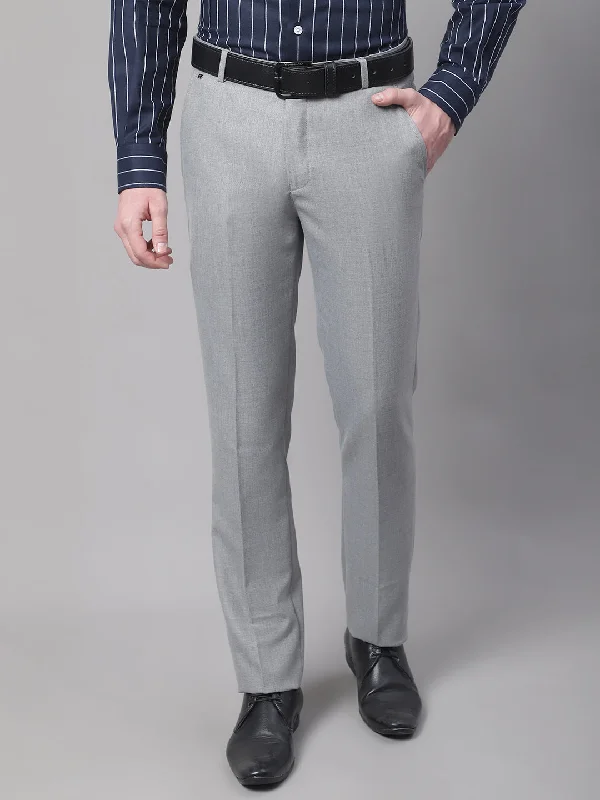 Men's Formal Flat front Grey  Trousers