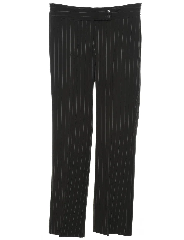 Black Classic Pinstriped Trousers - W32 L32