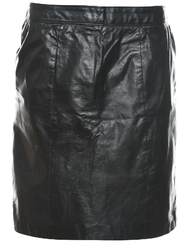 Black Leather Skirt - M