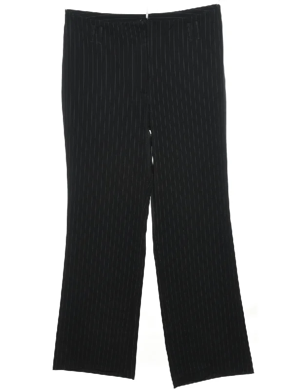 Black Striped Classic Trousers - W32 L29