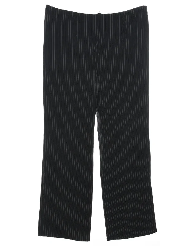 Black Striped Trousers - W33 L30