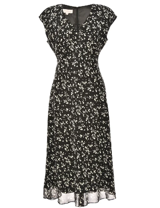 Black & White Spot Print Dress - L