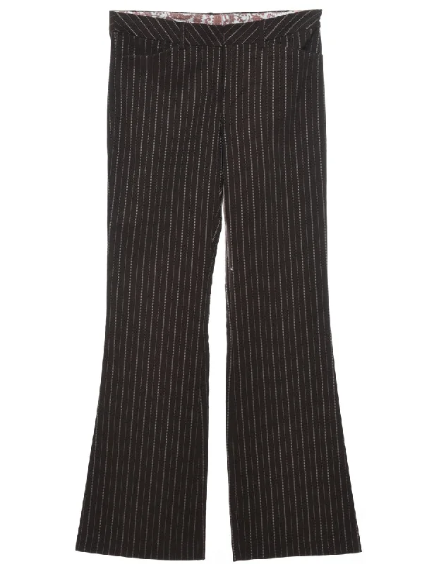 Brown Striped Flared Trousers - W30 L32