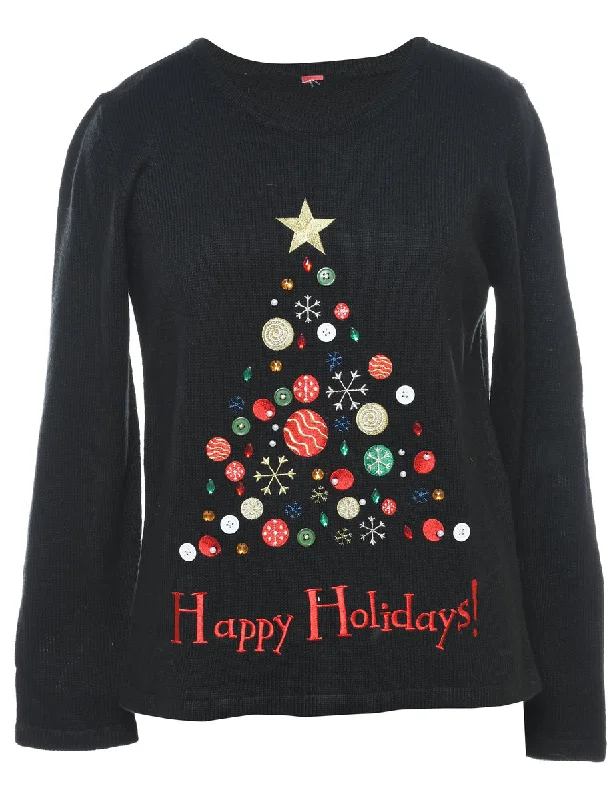 Christmas Tree Print Jumper - L