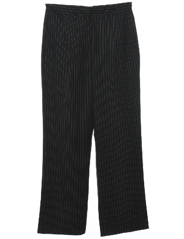 Dark Brown Striped Trousers - W30 L31